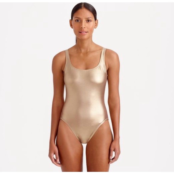 J Crew Metallic gold swimsuit size 8 - Picture 1 of 5